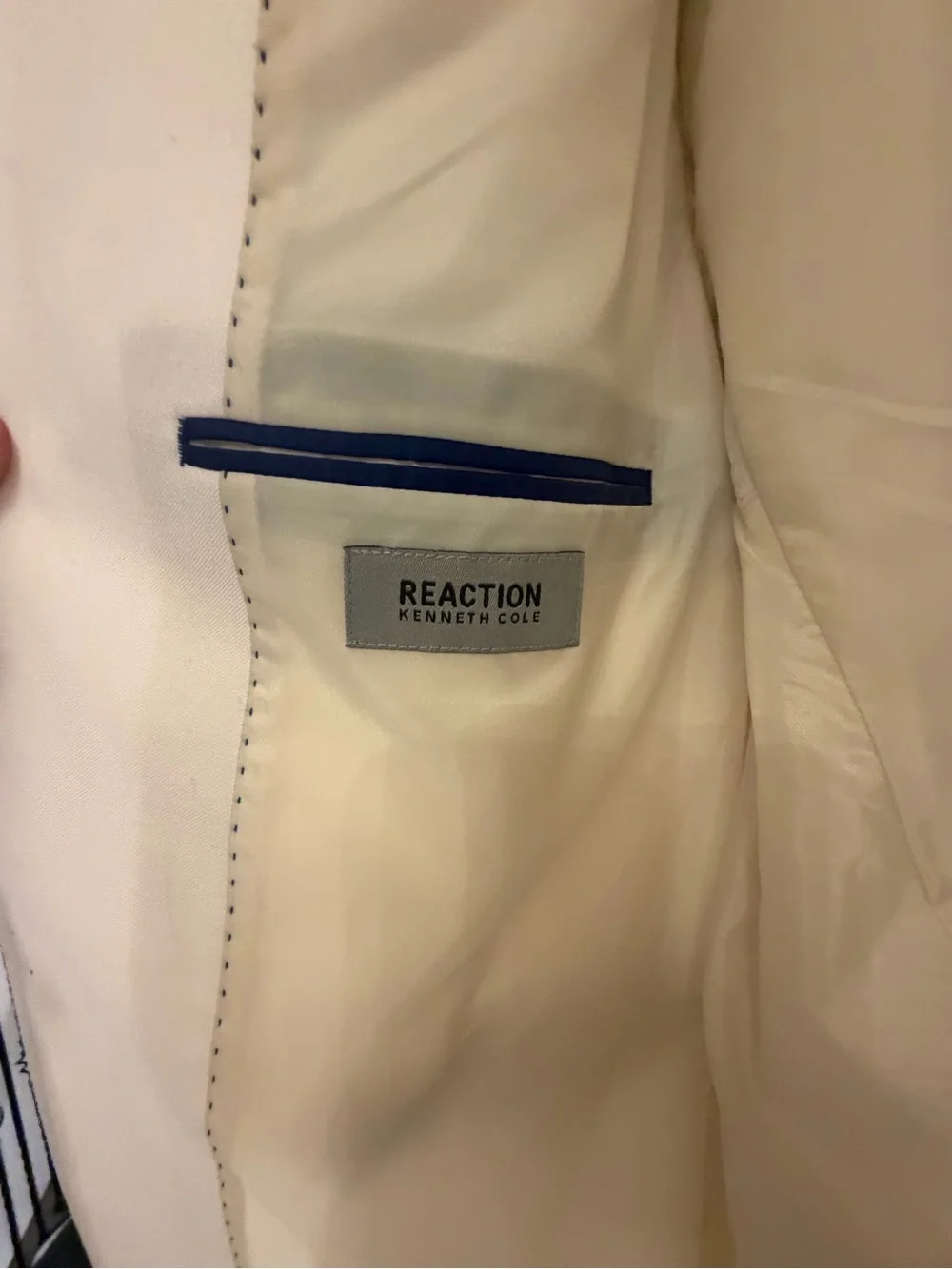 Kenneth Cole White Blazer with Black Piping